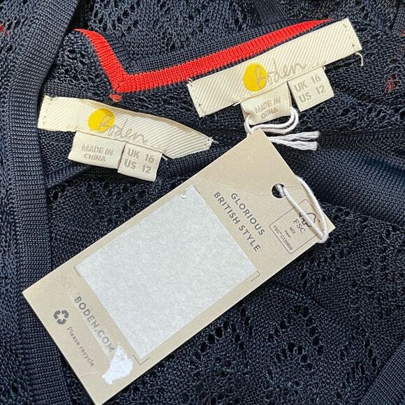 NWT Boden | Glorious British Style Navy Blue Pointelle Knitted Midi Dress 12 - Picture 11 of 13